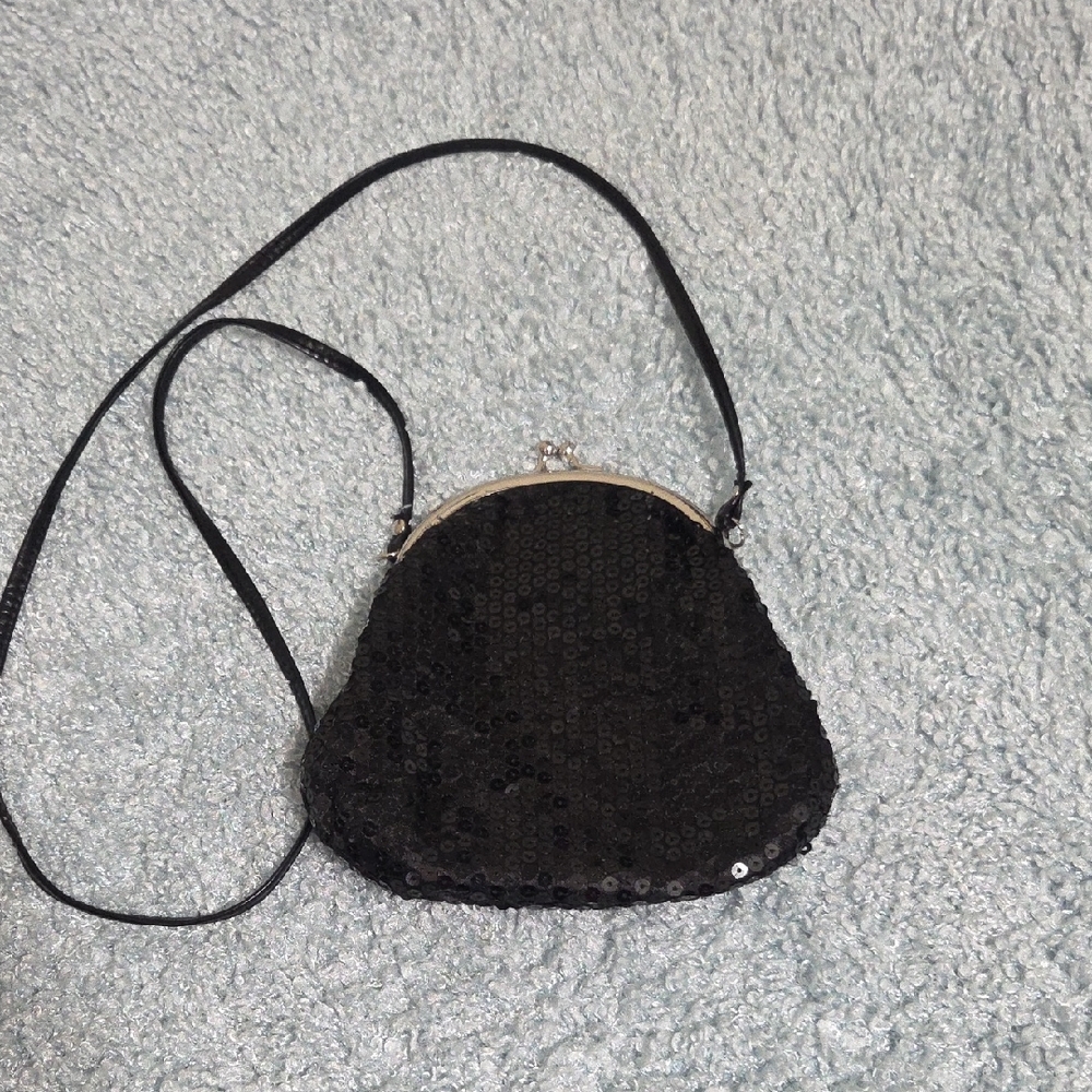 Elegant Black Sequin Evening Bag